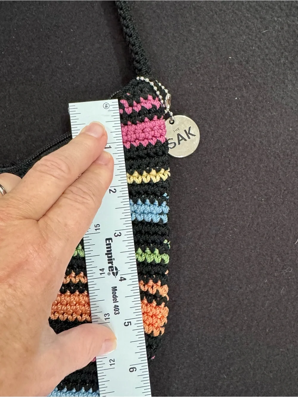 The Sak Black Crochet Crossbody with Multicolor Stripes